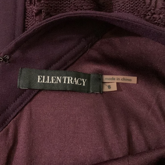 Ellen Tracy Eggplant Purple Crochet Lace Fully Lined Dress Size 8 - Picture 8 of 8